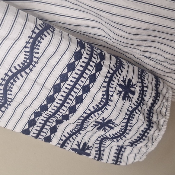 Madewell Striped Embroidered-Sleeve Shirt SZ XS - Picture 7 of 11